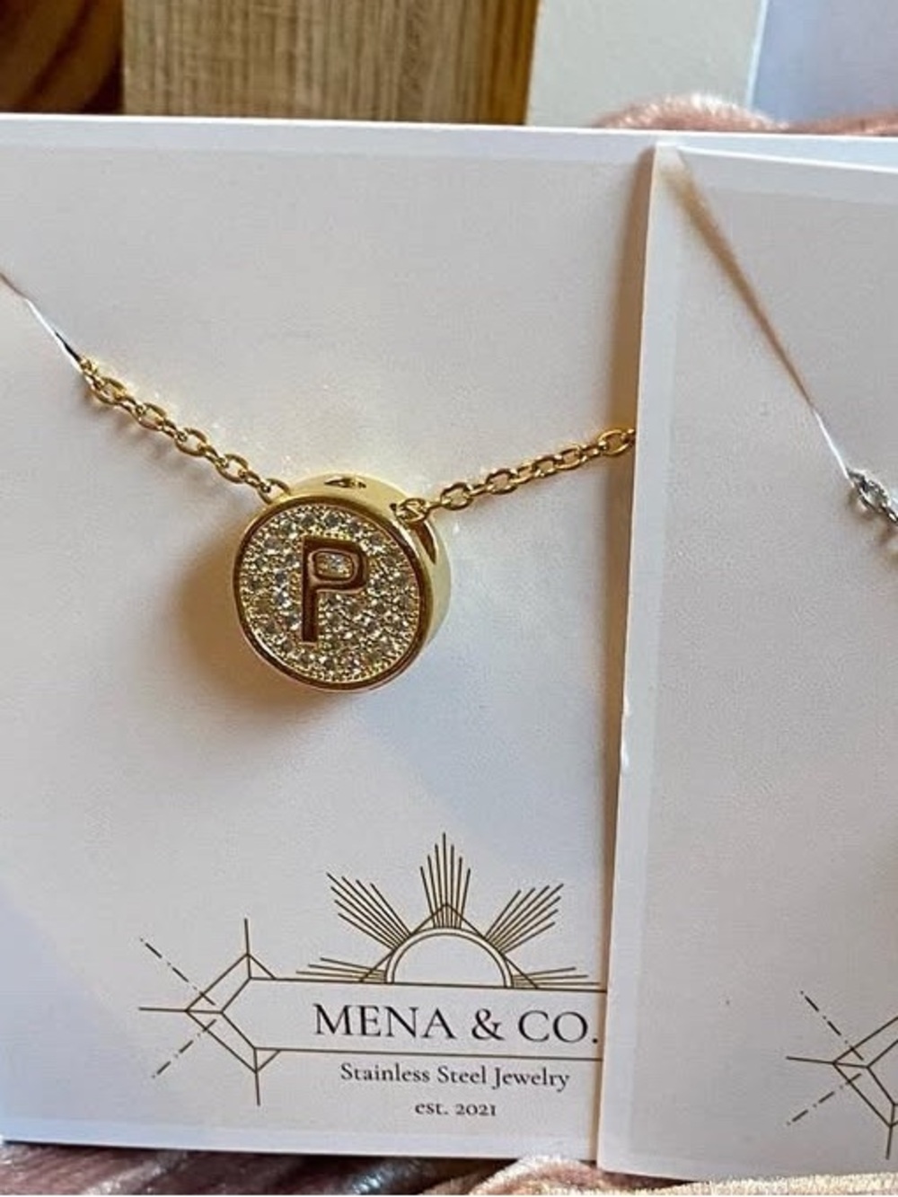 Gold Stainless Steel “P” Initial Pendant Necklace